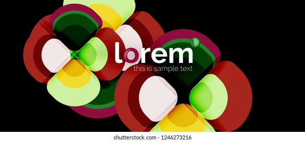 Round triangles geometric shapes composition, vector