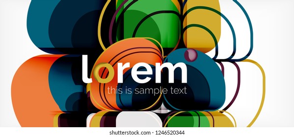 Round triangles geometric shapes composition, vector