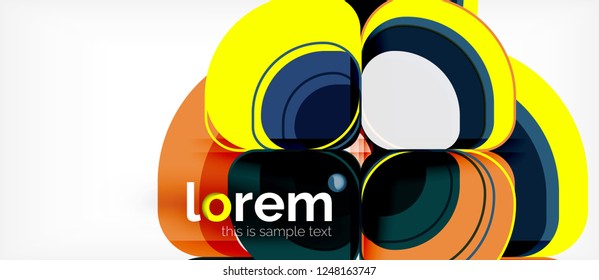 Round triangles geometric shapes composition, vector