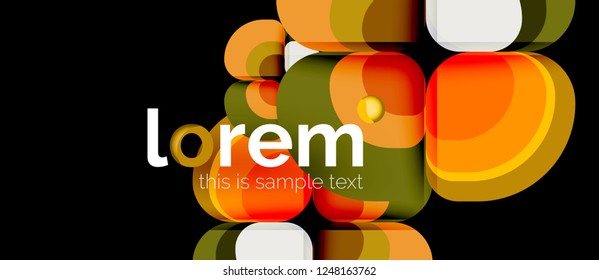 Round triangles geometric shapes composition, vector