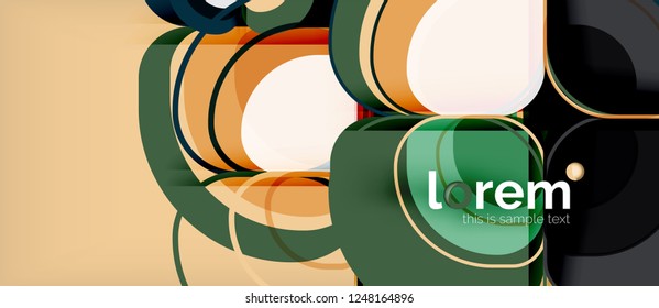 Round triangles geometric shapes composition, vector