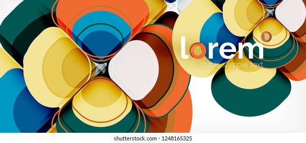 Round triangles geometric shapes composition, vector