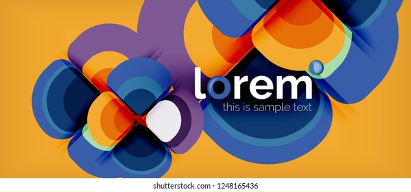 Round triangles geometric shapes composition, vector