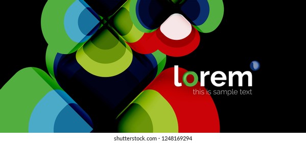 Round triangles geometric shapes composition, vector