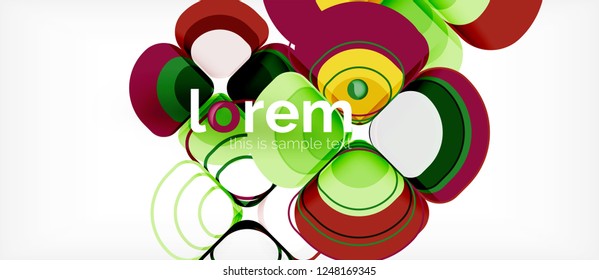 Round triangles geometric shapes composition, vector
