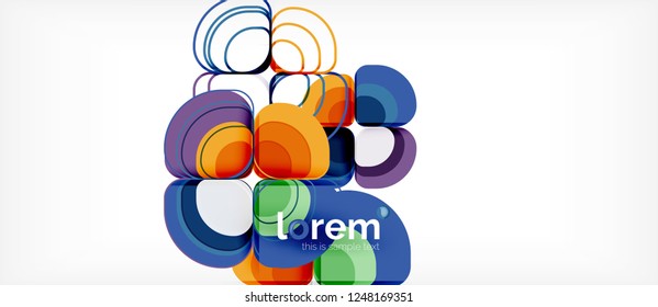 Round triangles geometric shapes composition, vector