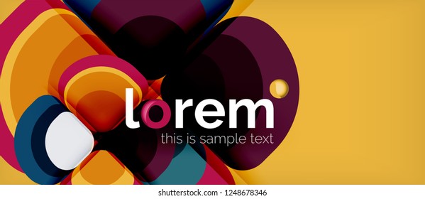 Round triangles geometric shapes composition, vector