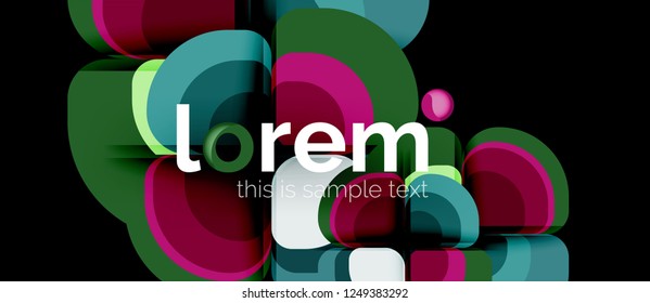 Round triangles geometric shapes composition, vector