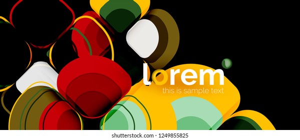 Round triangles geometric shapes composition, vector