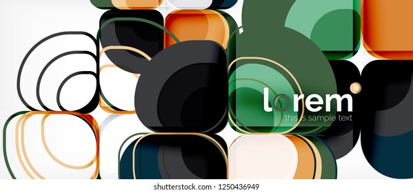 Round triangles geometric shapes composition, vector