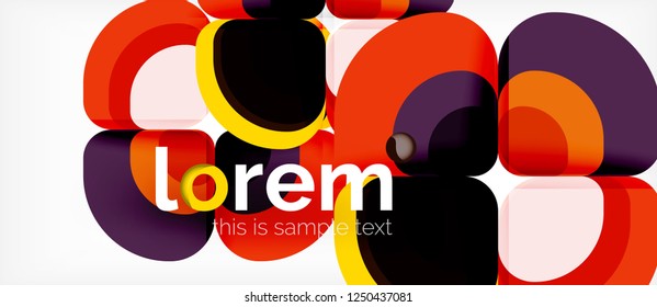 Round triangles geometric shapes composition, vector