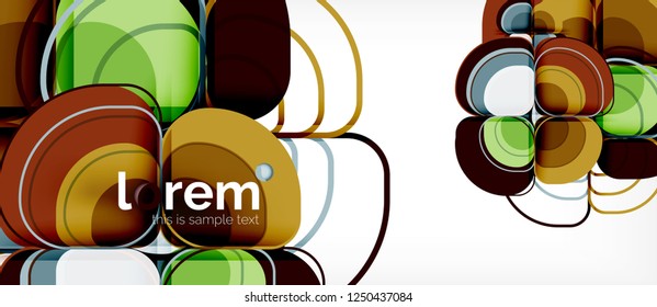 Round triangles geometric shapes composition, vector
