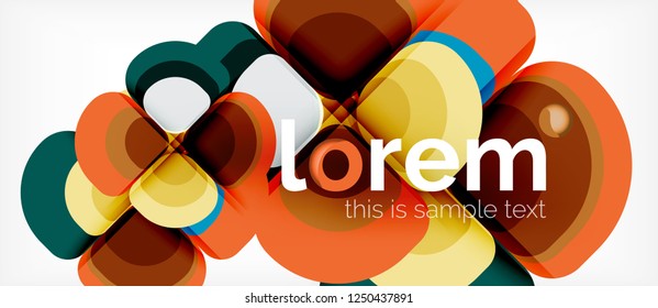 Round triangles geometric shapes composition, vector