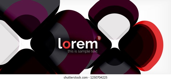 Round triangles geometric shapes composition, vector
