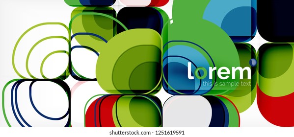 Round triangles geometric shapes composition, vector