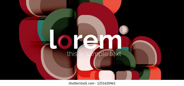 Round triangles geometric shapes composition, vector