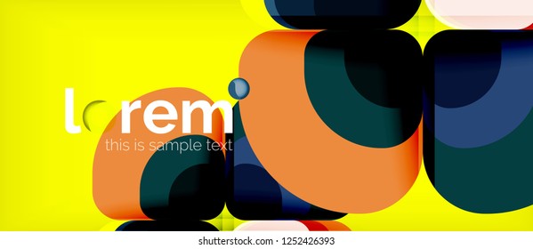 Round triangles geometric shapes composition, vector