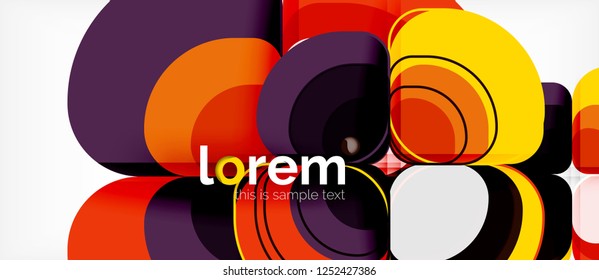 Round triangles geometric shapes composition, vector