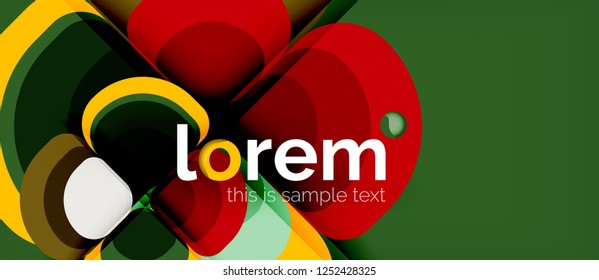 Round triangles geometric shapes composition, vector