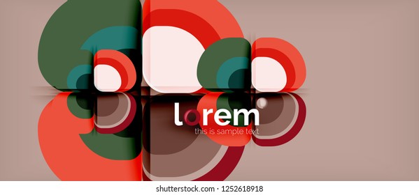 Round triangles geometric shapes composition, vector