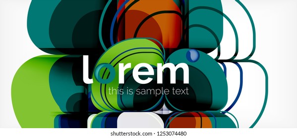 Round triangles geometric shapes composition, vector