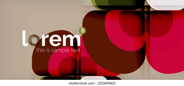 Round triangles geometric shapes composition, vector