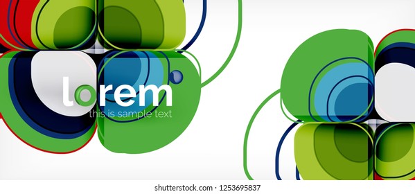 Round triangles geometric shapes composition, vector