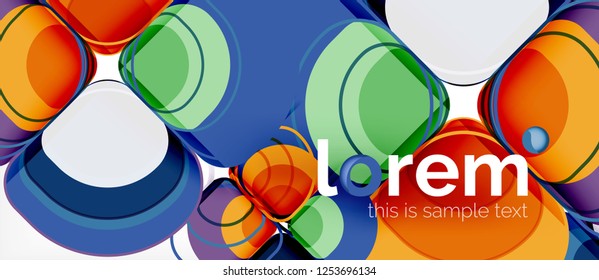 Round triangles geometric shapes composition, vector