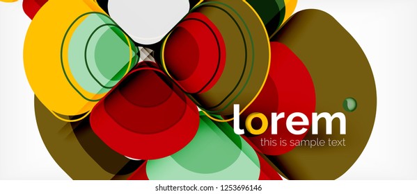 Round triangles geometric shapes composition, vector