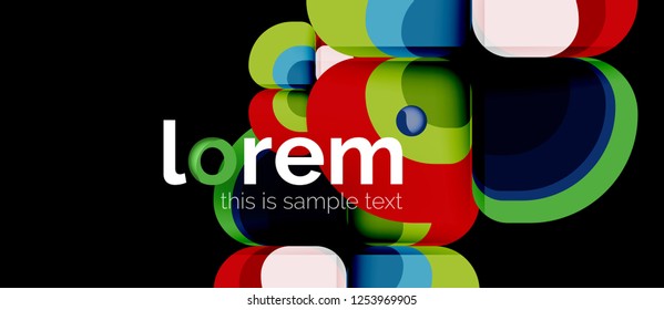 Round triangles geometric shapes composition, vector
