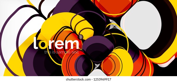 Round triangles geometric shapes composition, vector