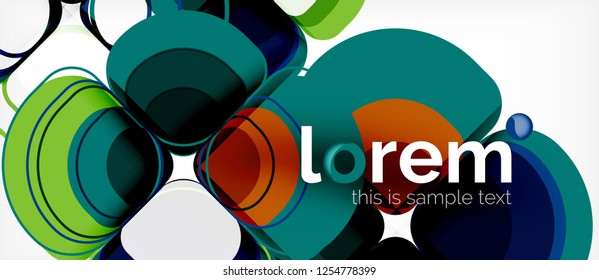 Round triangles geometric shapes composition, vector