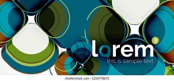 Round triangles geometric shapes composition, vector