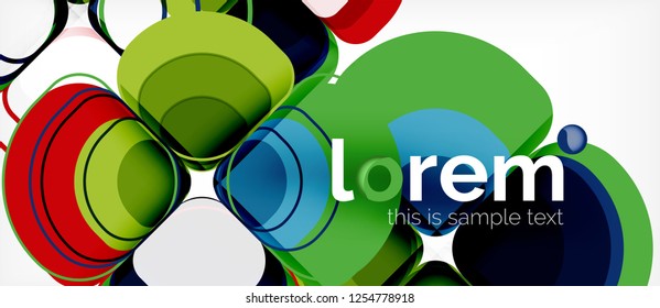 Round triangles geometric shapes composition, vector