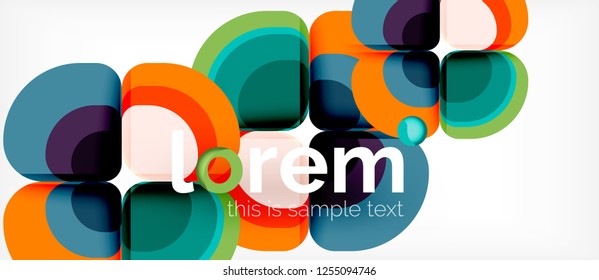 Round triangles geometric shapes composition, vector