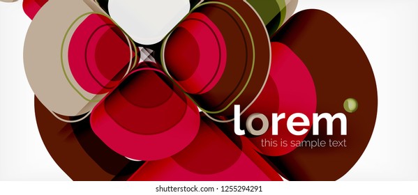 Round triangles geometric shapes composition, vector