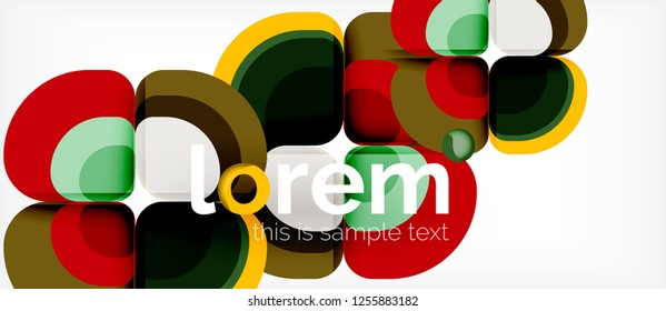 Round triangles geometric shapes composition, vector