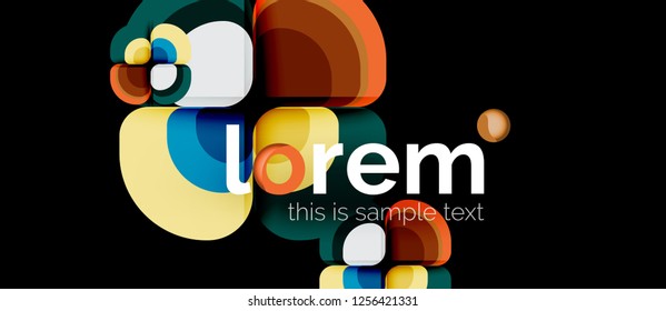 Round triangles geometric shapes composition, vector