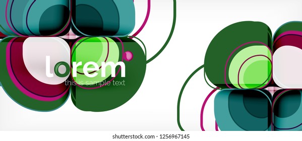 Round triangles geometric shapes composition, vector