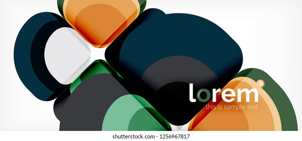 Round triangles geometric shapes composition, vector