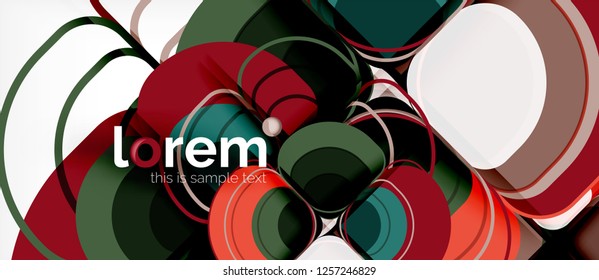 Round triangles geometric shapes composition, vector