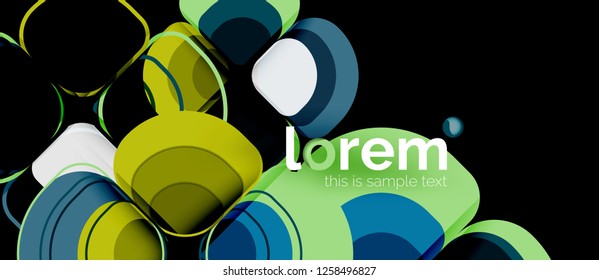 Round triangles geometric shapes composition, vector
