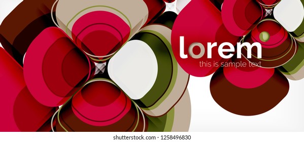 Round triangles geometric shapes composition, vector