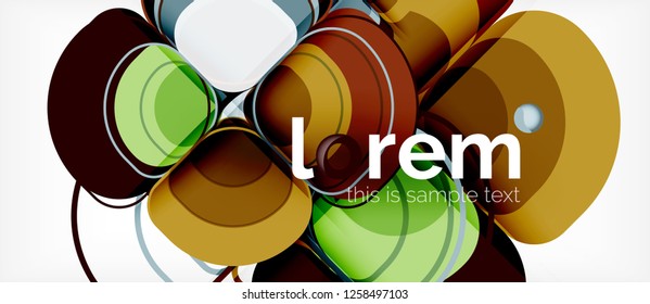 Round triangles geometric shapes composition, vector