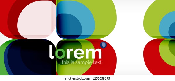 Round triangles geometric shapes composition, vector