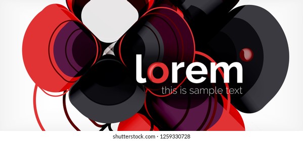 Round triangles geometric shapes composition, vector