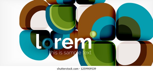 Round triangles geometric shapes composition, vector