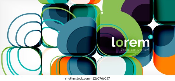 Round triangles geometric shapes composition, vector