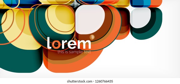 Round triangles geometric shapes composition, vector