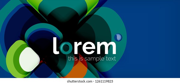 Round triangles geometric shapes composition, vector